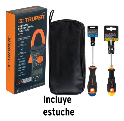 Pinza Amperimétrica Alicate Pelacables, 2 Desarmadores Kit