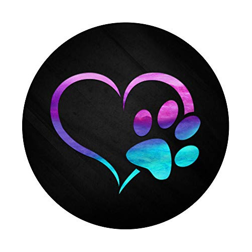 Empuñadura De Corazón Con Estampado De Pata De Perro Púrpura