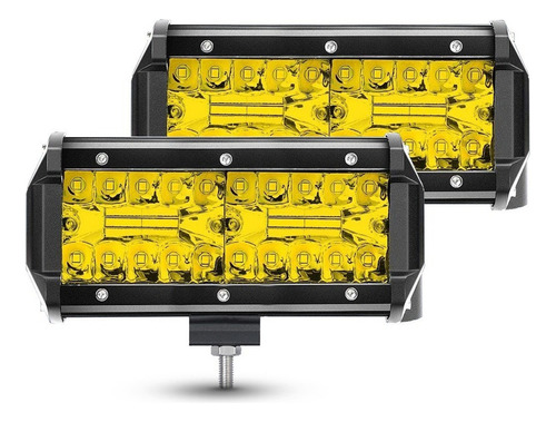 Par Barra Faro 40 Led 120w 7 Pulgadas 4x4 Jeep Luz Amarilla