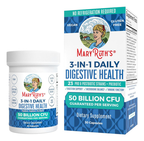Mary Ruth's Probióticos 3 En 1 Salud Digestiva 30cáps Sabor Sin Sabor