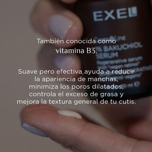Serum facial Retinol Vegano de bakuchiol y Niacinamida reduce manchas y arrugas Exel Green Line Dermovegan skincare exel 30ml