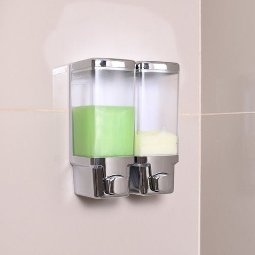 Imagen 2 de 6 de Dispenser Doble Para Jabon, Shampoo, Acondicionador