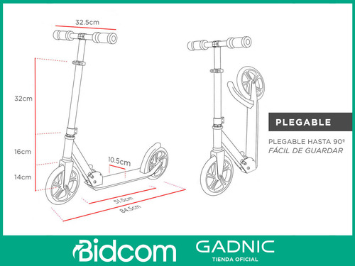 Imagen 7 de 10 de Monopatin Plegable Ruedas Siliconas Plegavble Transportable