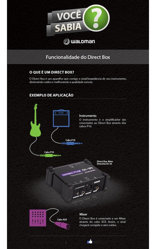 Kit 3 Direct Box Passivo Duplo Waldman Di-2ps 2 Canais