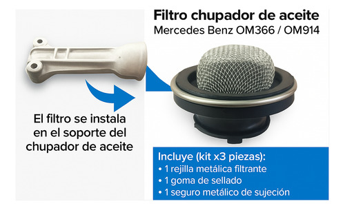 Filtro Chupador Bomba De Aceite Mercedes Benz Om 366/ 914