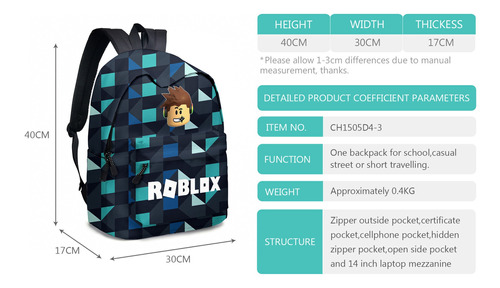 Estuche Para Lápices Roblox School Backpack De 10 Piezas 