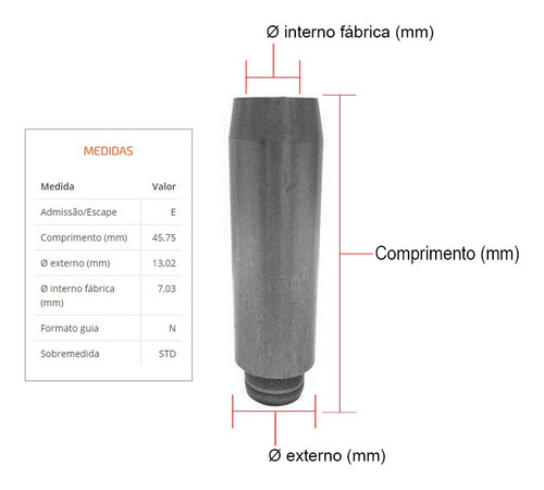 Imagem 3 de 3 de Guia De Valvula Esc - Fiat Marea 2.0/2.4 20v | Std - Riosule