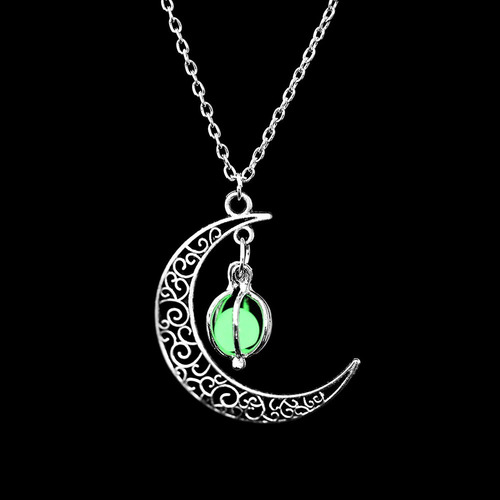 Collar Luna Cristal Brilla Oscuridad Fluorescente Mujer