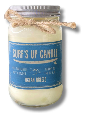 Surf's Up Candle Ocean Breeze - Tarro Mason De 16 Onzas De C