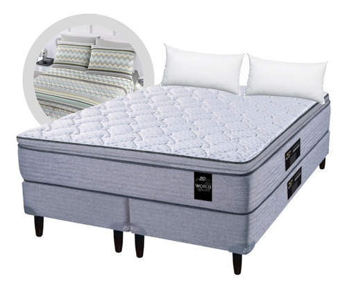 Imagen 1 de 10 de Sommier Colchon King Koil Kensington Sabanas Y Almohadas