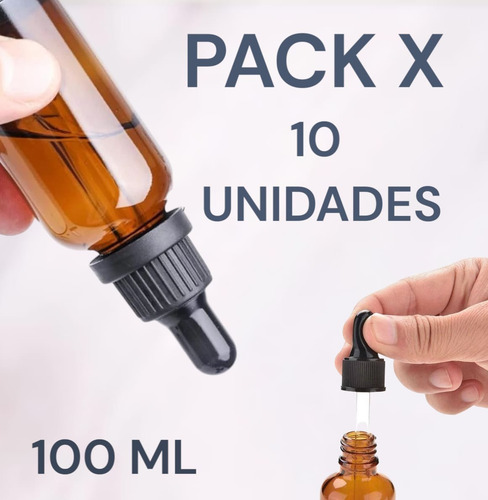 Pack X 10 Frascos Colirio Ámbar 100ml Precinto De Seguridad Marrón