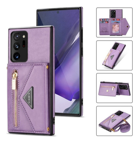 A Funda De Teléfono Con Cremallera Y Cordón For Samsung