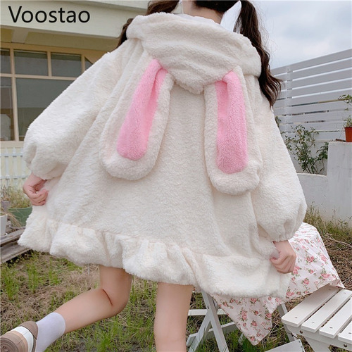 Chaqueta Cálida Dulce Para Niña Kawaii Rabbit Coats Outwear