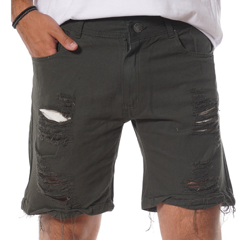 Bermuda Mom Hombre Short Corto Jogger Jean Roturas H31