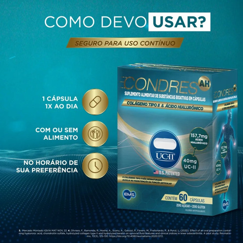 Condres Ah 60 Cápsulas Colágeno Tipo || + Ácido Hialurônico