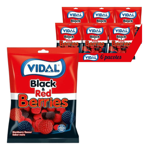 Bala De Goma Vidal Black & Red Berries 100g (6 Pacotes) Kit