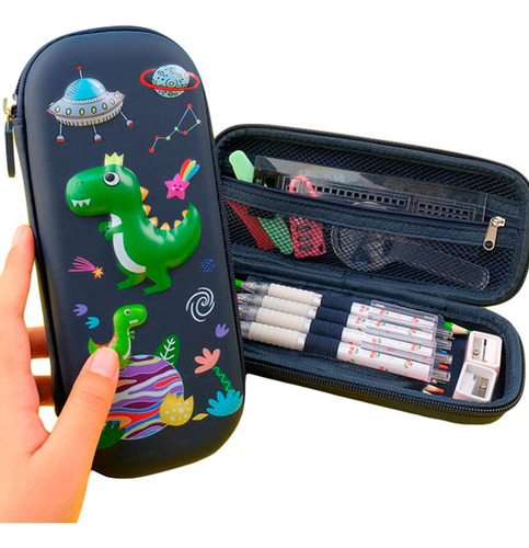 Estuche Lapicera Organizador Escolar Portatil Dinosaurio