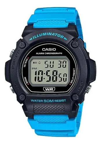 Reloj Casio W-219h-2a2vcf Illuminator Cronógrafo-negro Azul Negro Gris