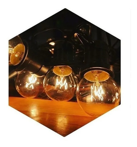 Tira Guirnalda Luces Exterior Calidas 15m + Lamparas Vintage