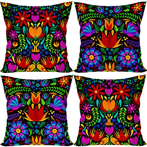 Fundas De Almohada De Fiesta Mexicana De 18x18 Pulgadas...