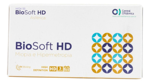 Lente De Contato Biosoft Hd Asférica 02 Caixas Uso Mensal