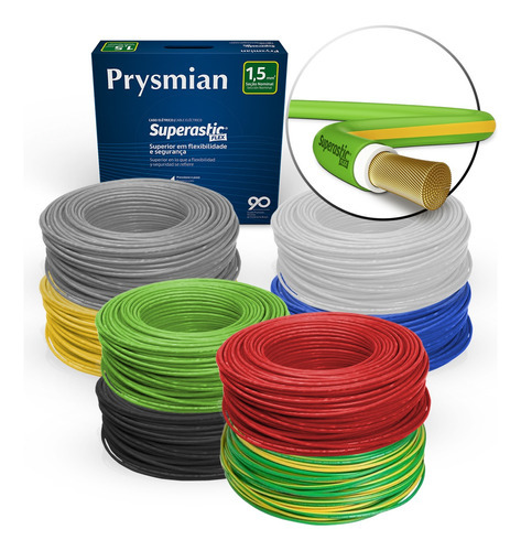 Cabo Flexível Prysmian Superastic 1,50mm 70g 750v Cores 100m