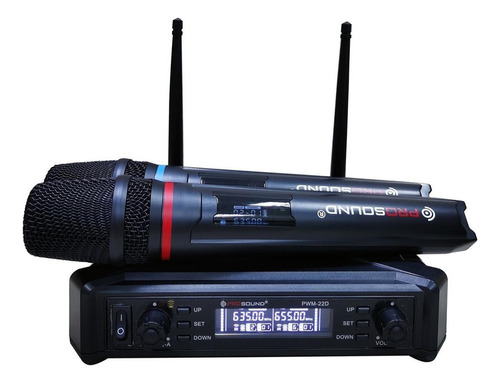 Prosound® Pwm-22d Sistema Inalámbrico Doble De Microfono Color Negro