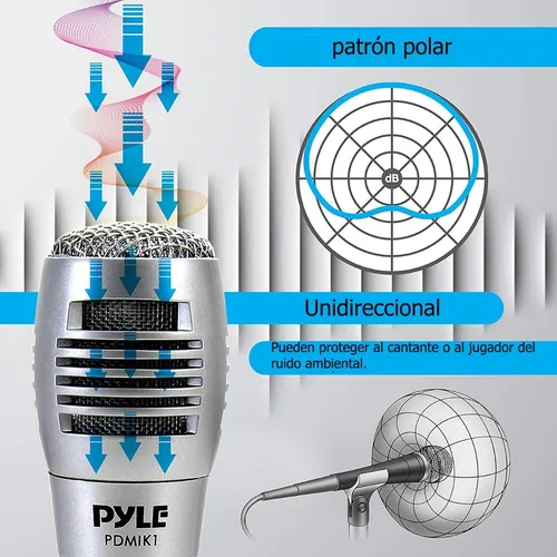 Micrófono Pyle Dinámico Cardioide Filtro Pop Profesional P
