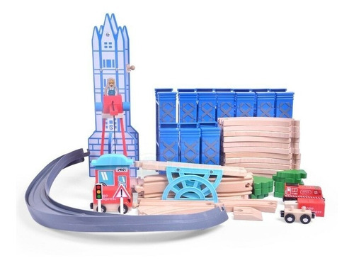 Imagen 2 de 5 de Tren Pista Orbita Espiral 50 Pzs De Lujo Madera Acool Ac7525