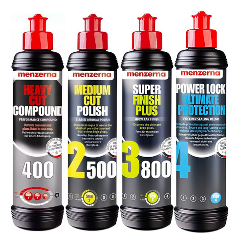 Menzerna Kit Pulimentos: 400, 2500, 3800, Powerlock - 250 Ml