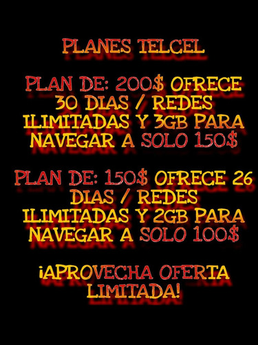 Recargas En Plan Telcel 150$ A Solo 100$