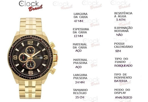 Relógio Technos Dourado Masculino Skymaster Js15fc/4p