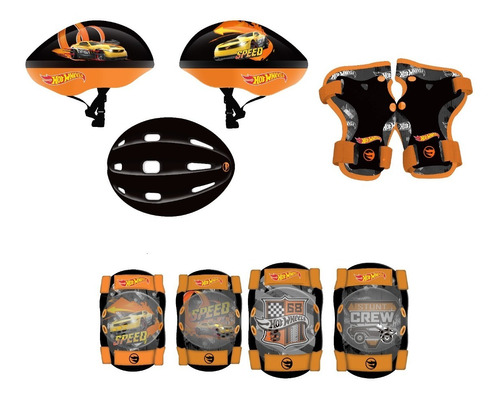 Set Casco, Rodillera Y Codera - Set De Protección Hot Wheels