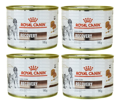 Ração Canine/feline Recovery Wet 195 Royal Canin Kit 4 Uni