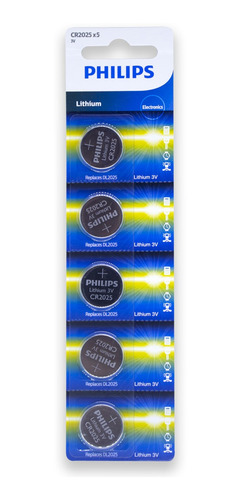 Imagem 1 de 5 de 30 Pilhas Philips Cr2025 3v Bateria Original - 06 Cartelas