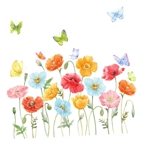/ 2 Piezas Flores Mariposas Calcomanías De Pared Pegatinas