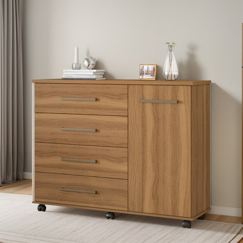 Cômoda Para Quarto 1 Porta 4 Gavetas Flora D02 Amendola Touc