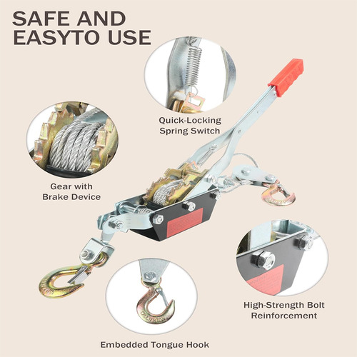 Malacates Winch Manual 4 Toneladas Profesional Con 2 Ganchos