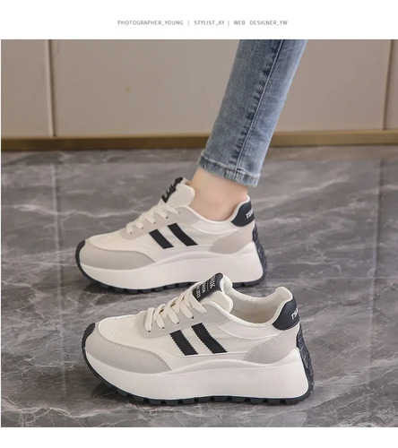 Zapatillas Casuales Con Plataforma Para Mujer, Zapatos Planos Con Punta Redonda