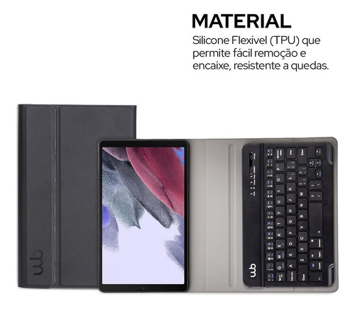 Capa Teclado Para Tablet Samsung Galaxy Tab A7 Lite 8.7'' Wb Cor Preto