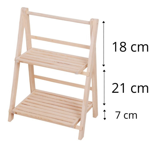 Imagen 2 de 7 de Estante De Madera 2 Pisos De 46x36 Cm