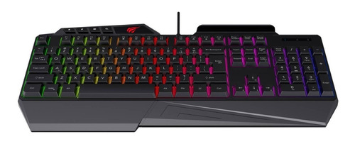 Teclado Gamer Rgb Usb Havit Kb488l Con Soporte Para Celular