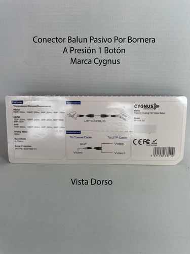 Balun Pasivo Por Bornera A Presion X 8 Unidades Apto Cámaras