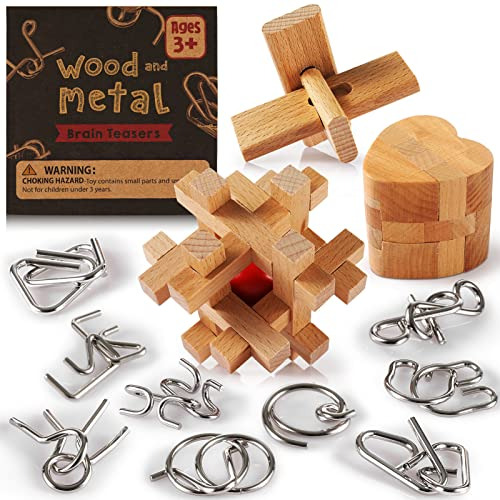 Puzzles De Teaser De Metal Y Madera Set 12 Pcs Para 9779o