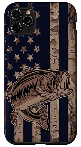 Funda Para iPhone 11 Pro Max Camo American Flag Fishing