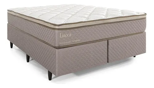 Cama Box Herval Queen Lucca, 66x158x198 Cm, Molas Ensacadas Cor Marrom
