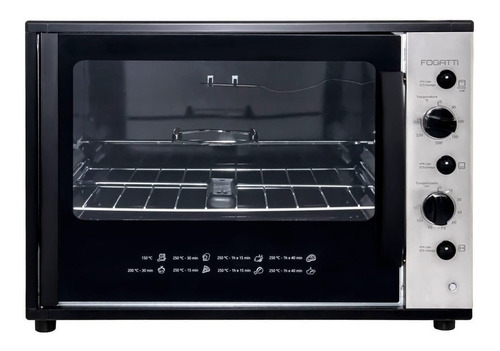 Forno de bancada elétrico Fogatti Smart 60´s 60L prateado/preto 220V