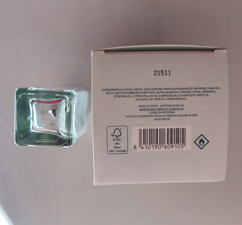 Frasco Vacío Adolfo Domínguez Azahar Agua Fresca 120ml Caja (Usado)