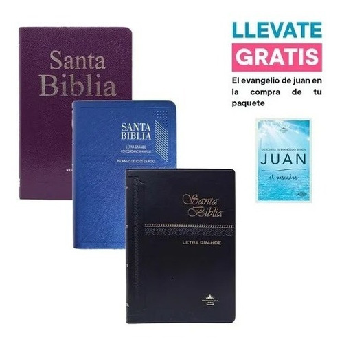 Santa  Biblia Rvr1960 Paquete De 3 Biblias + Producto Gratis