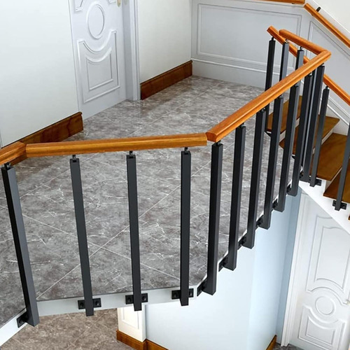 Side Mount Staircase Metal Railing, Baluster Wrought Iron, B
